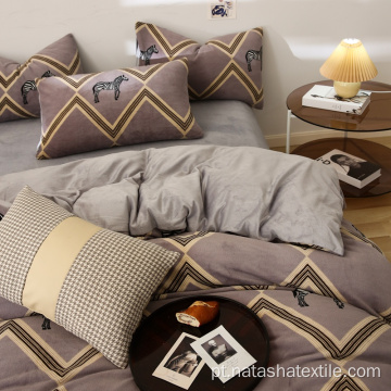 Forro de cama de veludo com impressão de estilo simples e moderno